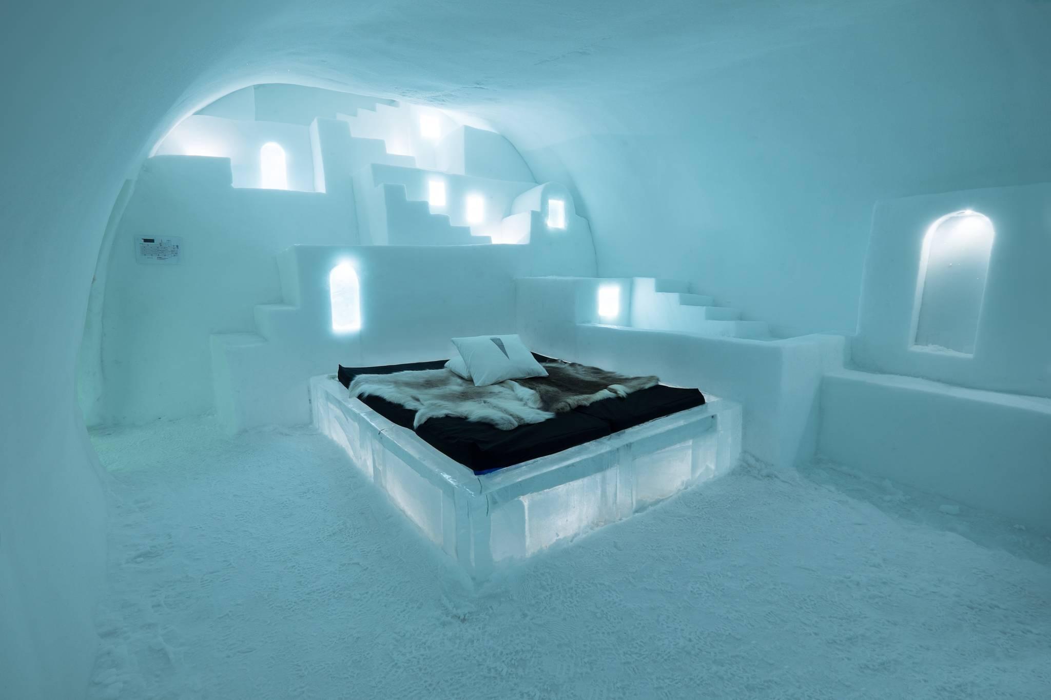 chambre à coucher hôtel de glace suède