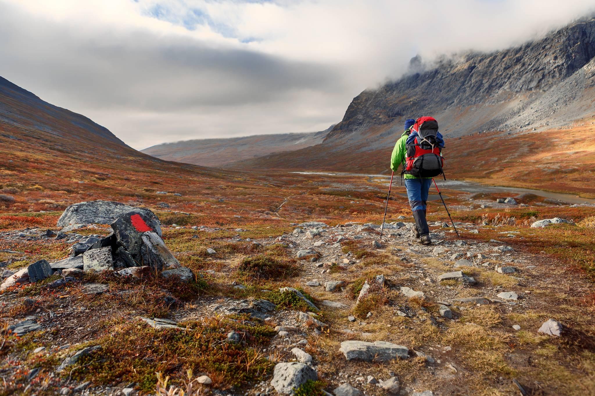 homme sur le parcours Kungsleden