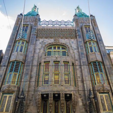 Exterior of the Pathe Tuschinski (1921) cinema in Amsterdam, Holland.