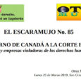Por primera vez el Gobierno de Canadá es demandado. Hoy, 25 de Marzo de 2019, se lleva a cabo la Audiencia por la denuncia ante la Corte Federal de Canadá en Otawa por omisión y acción en un conflicto minero, en este caso relacionado con […]